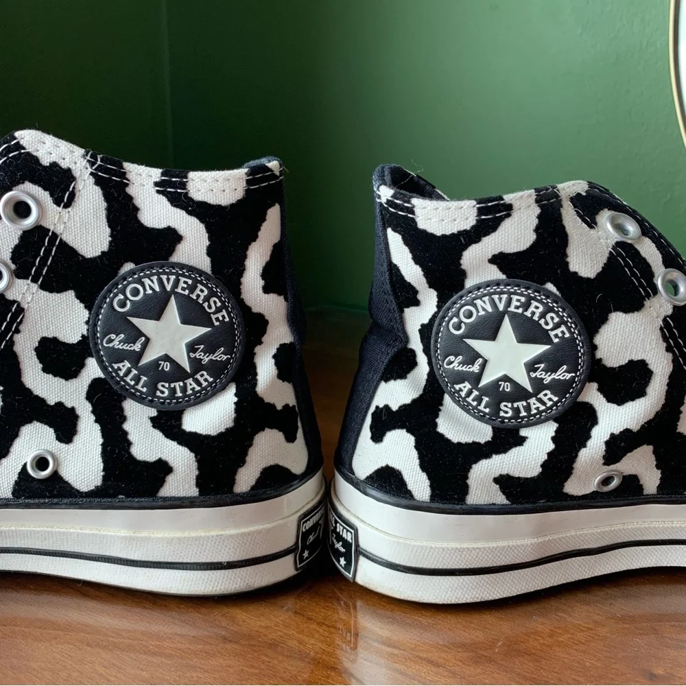 Converse High Top Sneakers in Black and White Leopard Print - Picture 5 of 7